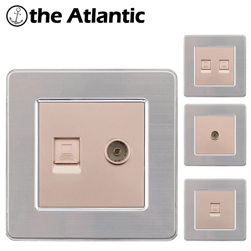 

Internet Rj45 Wall Socket Internet Outlet With TV Outlet Wall Data Double Computer Socket Stainless Steel Panel
