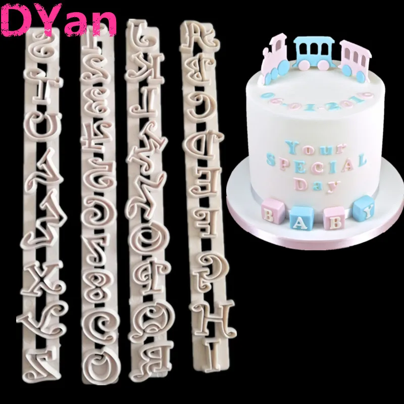 

4Pcs/set DIY Kitchen Chocolate Cake Decorating Cutter Mold Sugarcraft Fondant Cake Decorating Tool ABC Letter mold A1488