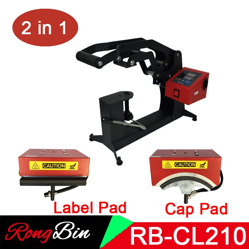

2 in 1 Digital Double Display Cap Heat Press Machine 15x15CM Logo Printer DIY Sublimation Printer Label Printing Machine