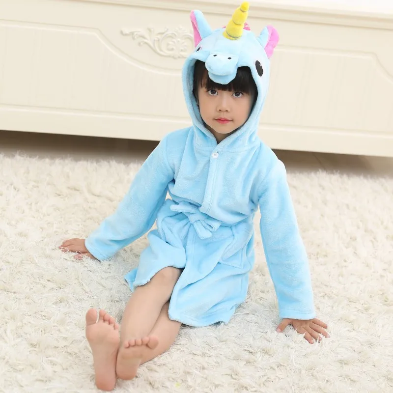 Kids Girls Dressing Gown Clothes Robe Chidren Baby Flannel Animal Pajamas Boys Cartoon Bathrobe Baby Pajamas Cute Sleepwear
