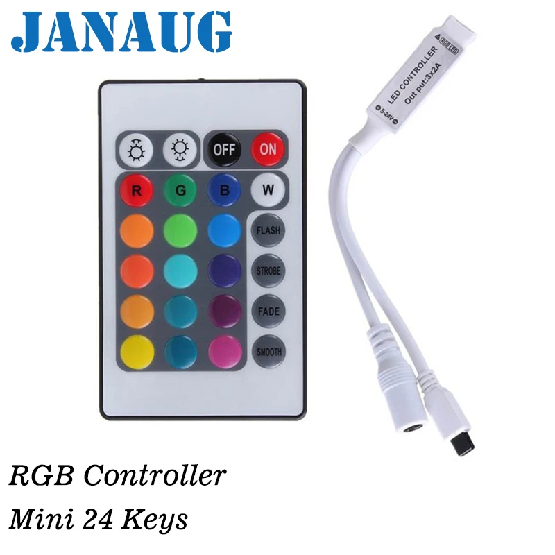 

RGB LED controller 24 key MINI IR Controlador remoto led for RGB LED strip Light SMD3528/5050/3014 DC 12V