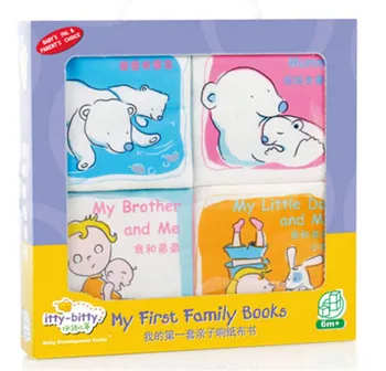 

Baby Soft Cloth Books For Babies I Love Daddy Mommy Brother Pet Dog Infant Kids Educational Infant Plush Doll Toys Gift 4PCS/Set
