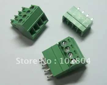 

100 pcs 4pin/way Pitch 3.5mm Screw Terminal Block Connector Green Color T Type with pin