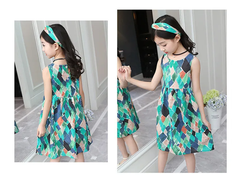 3-12 y fashion dress for girls summer 2019 girl dresses sleeveless sundress teenager 10 12 years old kids clothes On Sales (3)