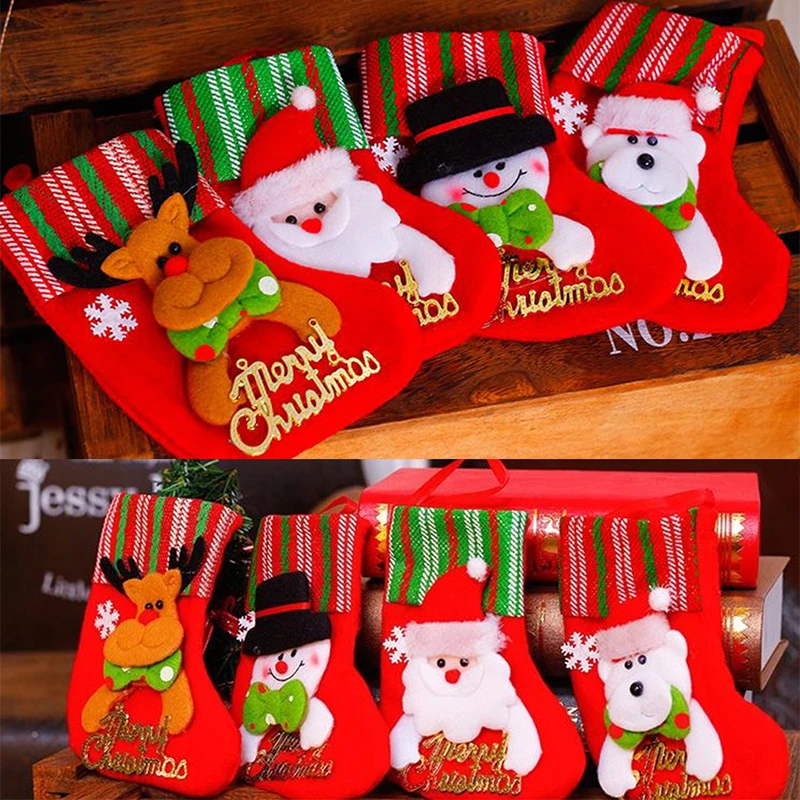 

DIY Snowman/Santa Claus/Deer/Bear Christmas Stocking Gift Bags&Holders For Home Christmas Xmas Tree Kids Gifts Decoration
