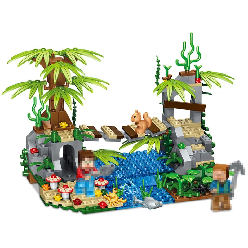 

My World Model building Blocks Jungle Suspension Bridge Compatible LegoINGLYS Minecrafter Educational Toys for children 276pcs