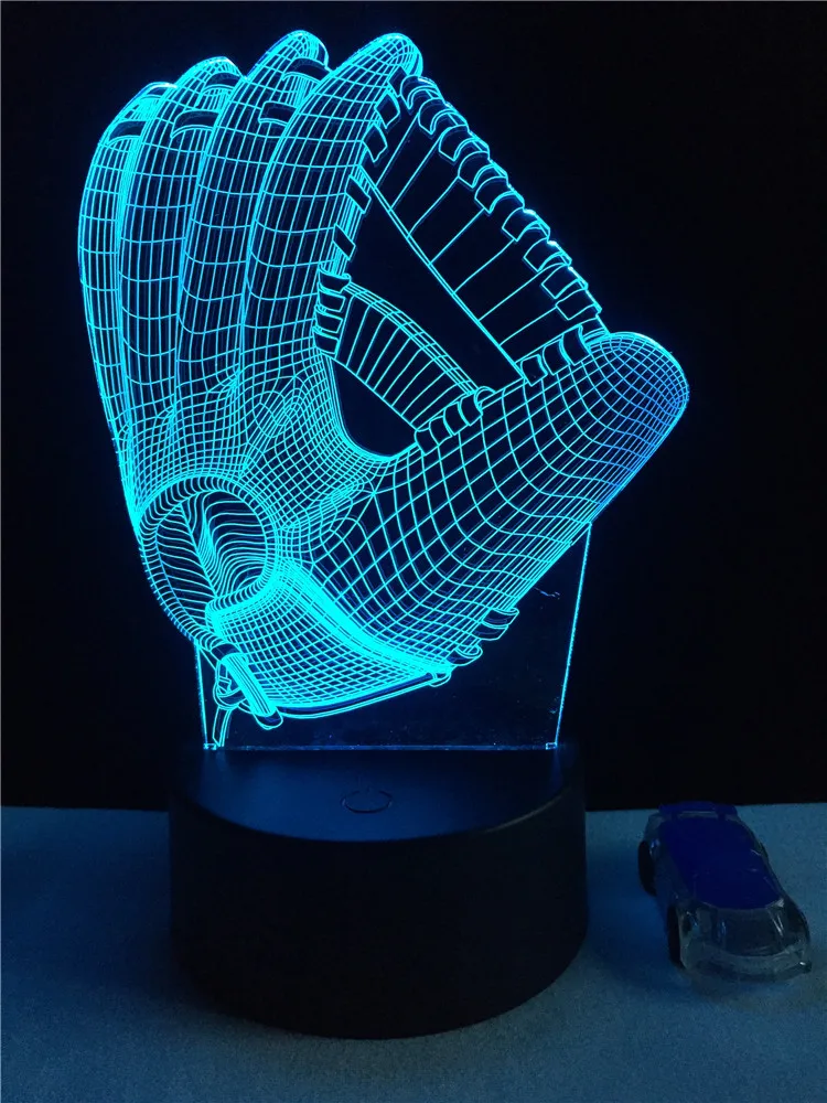 Новая спортивная бейсбольная перчатка 3D лампа настольный ночник домашнее