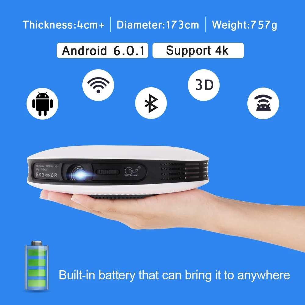Портативный домашний кинотеатр TouYinger G4 Android DLP 2D в 3D проектор Wi Fi для телефона Full HD