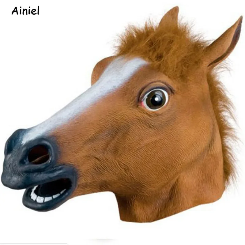 Animal Horse Mask Halloween Mask Full Face Head Latex Mask Adult