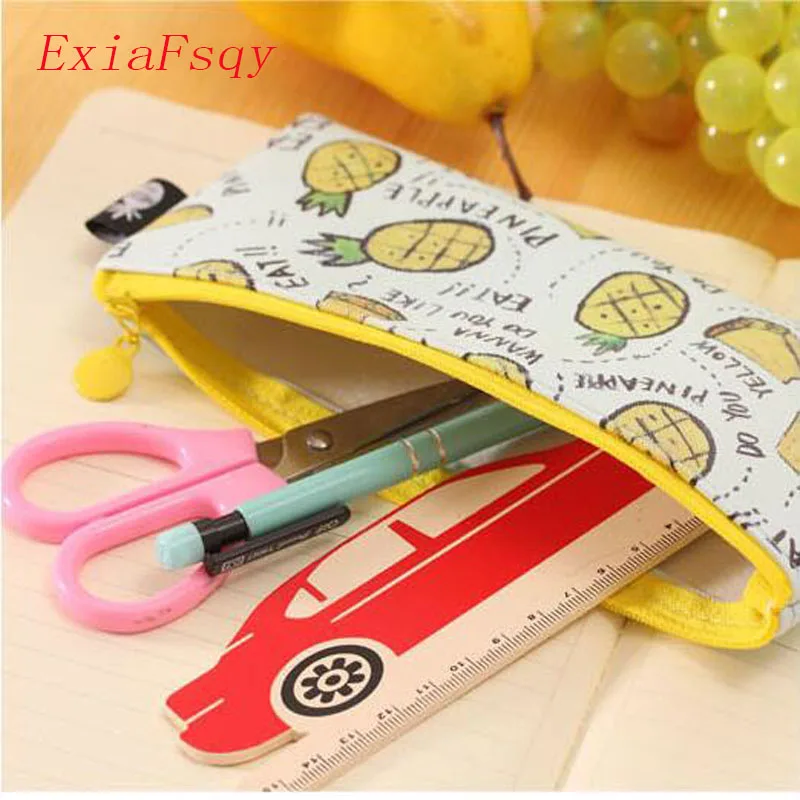 Свежий Стиль Фрукты Арбуз Lemon ИСКУССТВЕННАЯ Кожа Пенал Канцелярские Хранения