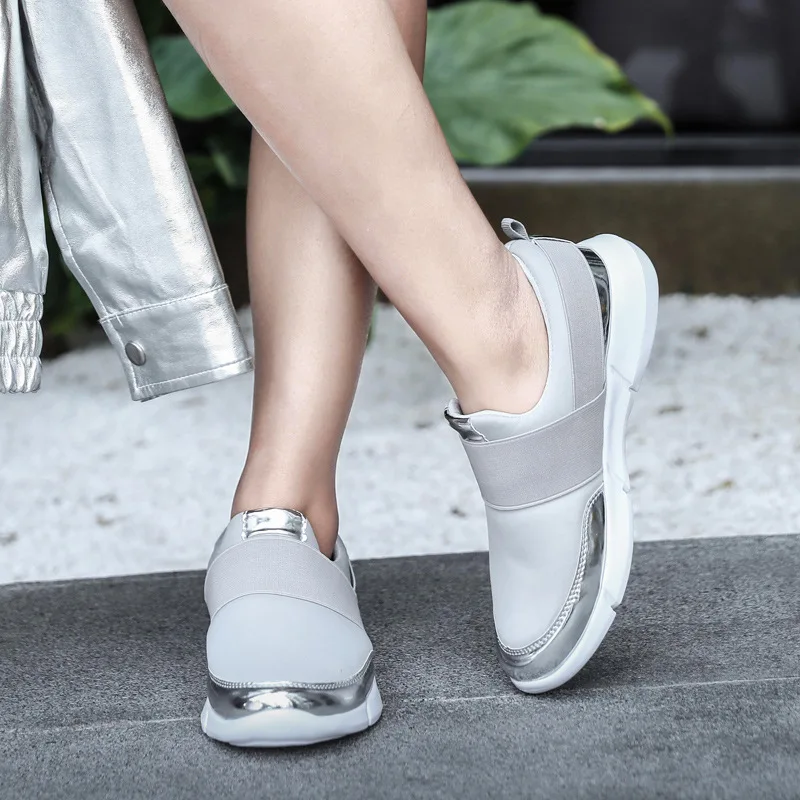 

Big size women's shoes casual fashion mesh upper 2019 summer breathable lightweight non-slip wear sports shoes Slip-On