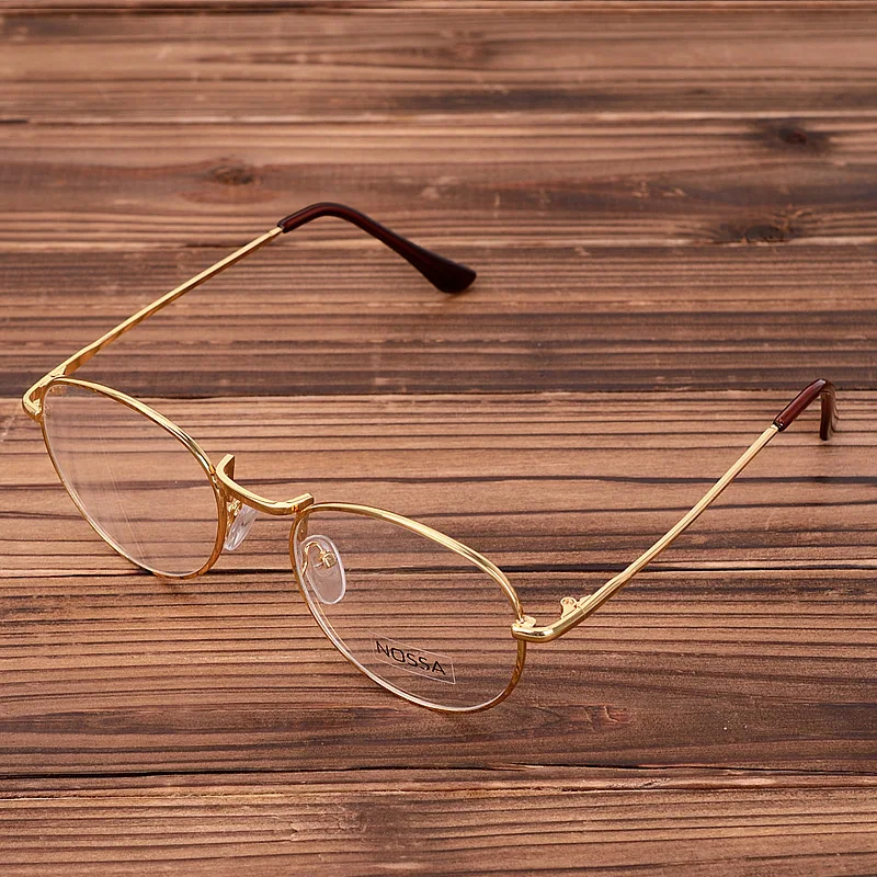 Gold Vintage Glasses Frame Women Men Retro Round Metal Eyeglasses Frame