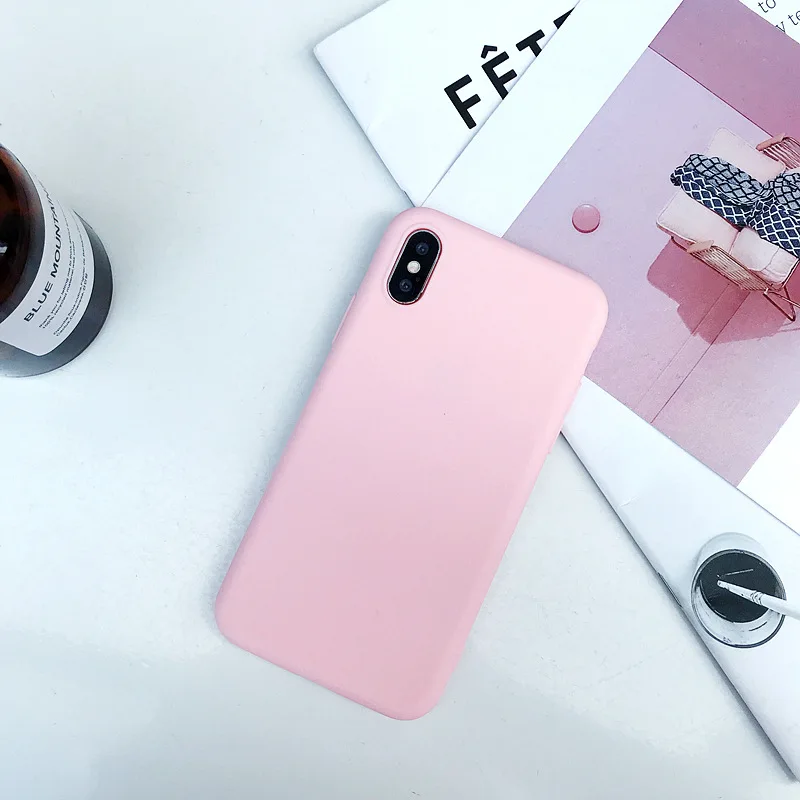 Матовый чехол для телефона iPhone 6 7 8 Plus 6s 7Plus X S 5 5S SE XR XS MAX однотонные мягкие ТПУ