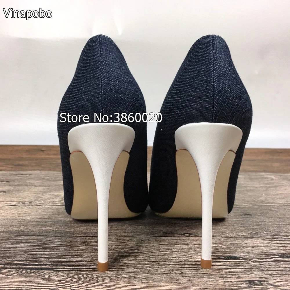 New-women-s-denim-high-heels-shoes-exclusive-patent-brand-Ms-10-cm-12-cm-female
