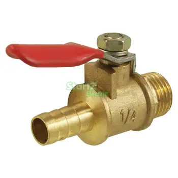 

1/4" PT Male Thread to 8mm Hose Barb Plastic Lever Handle Brass Ball Valve