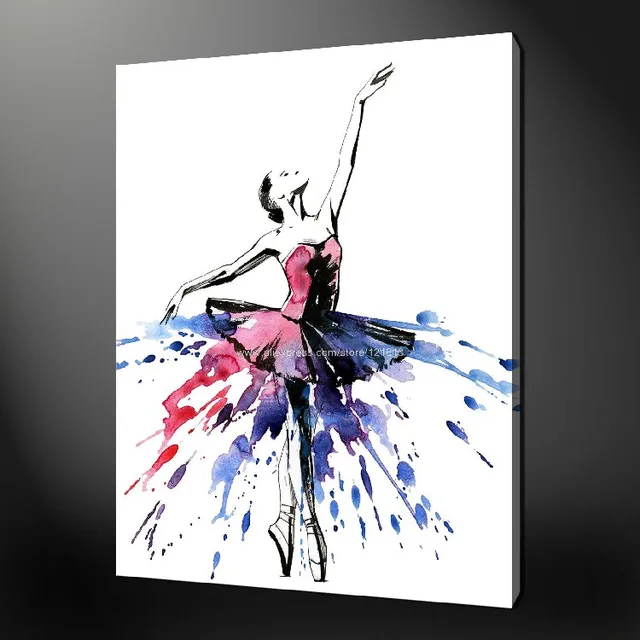Abstract Ballerina Premium Canvas Picture Wall Art Oil Paintings Black