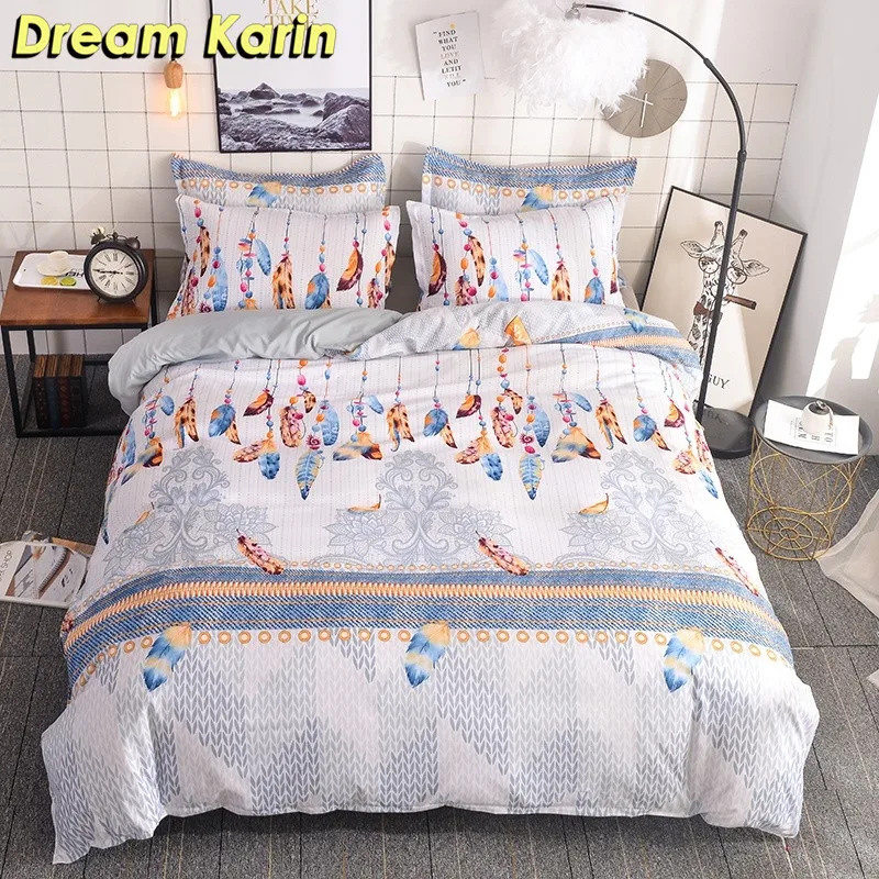 

Dream Karin Modern Feather Printed Bedding Sets For Adult Duvet Cover Set With Pillowcase 2/3 Pieces