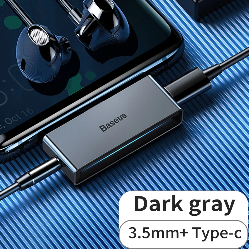 Baseus usb type C до 3,5 мм разъем для наушников AUX OTG адаптер для huawei P30 Xiaomi samsung Note 10 Plus USB-C разветвитель для быстрой зарядки - Цвет: Dark gray