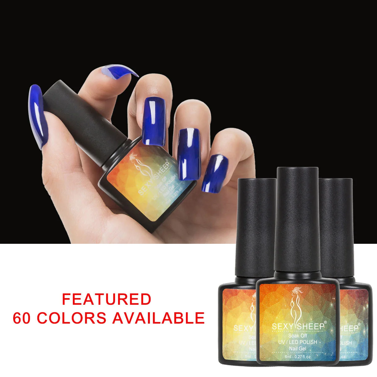 8ML Gel Nail Polish Colorful UV Gel Soak Off Gel Polish Semi-Permanent Varnish Red Black Gray Green Nail Color Manicure Nail Art