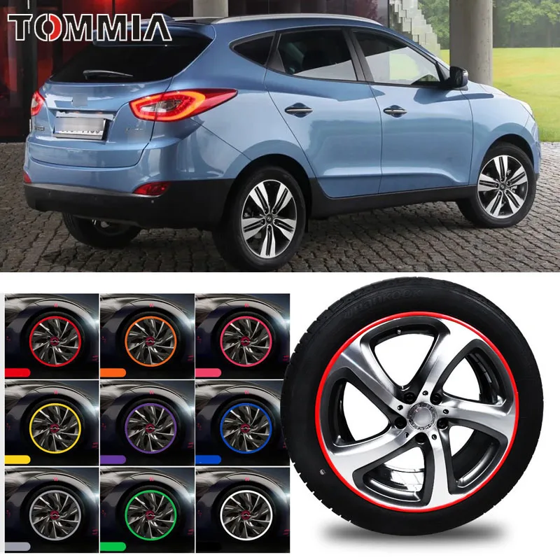 

8M Car Wheel Hub Rim Edge Protector Ring Tire Strip Guard Rubber Decals For Hyundai ix35