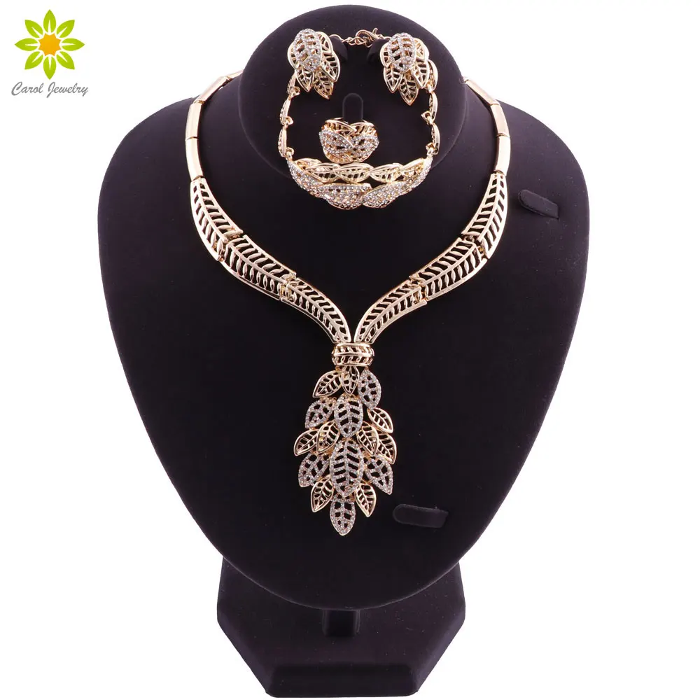 Necklace Set Statement Dubai Luxury Jewelry Sets Gold Color Leaves