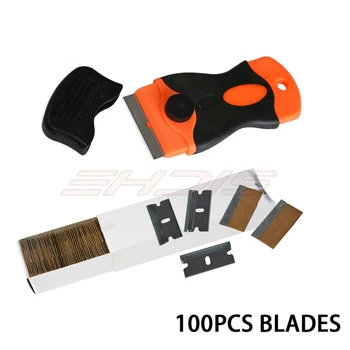 

EHDIS Car Wrapping Tool Razor Scraper 100pcs Razor Blades Sticker Glue Removal Tool Window Tint Tool Vinyl Auto Car Ice Scraper