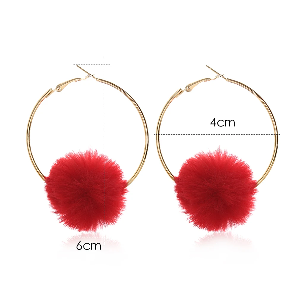 1 пара корейских сладких волос шарик кольцо серьги для женщин ювелирные изделия Черный Красный Кристалл женский личности простой розовый плюш серьга с мехом