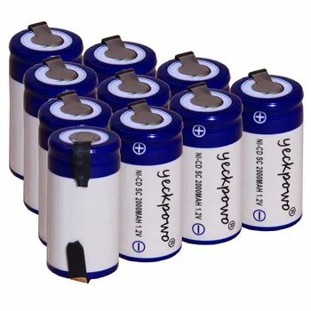 

yeckpowo 10 pcs SC 2000mah 1.2v battery NICD rechargeable batteries for emergency light electric drill 4.25cm*2.2cm power tools