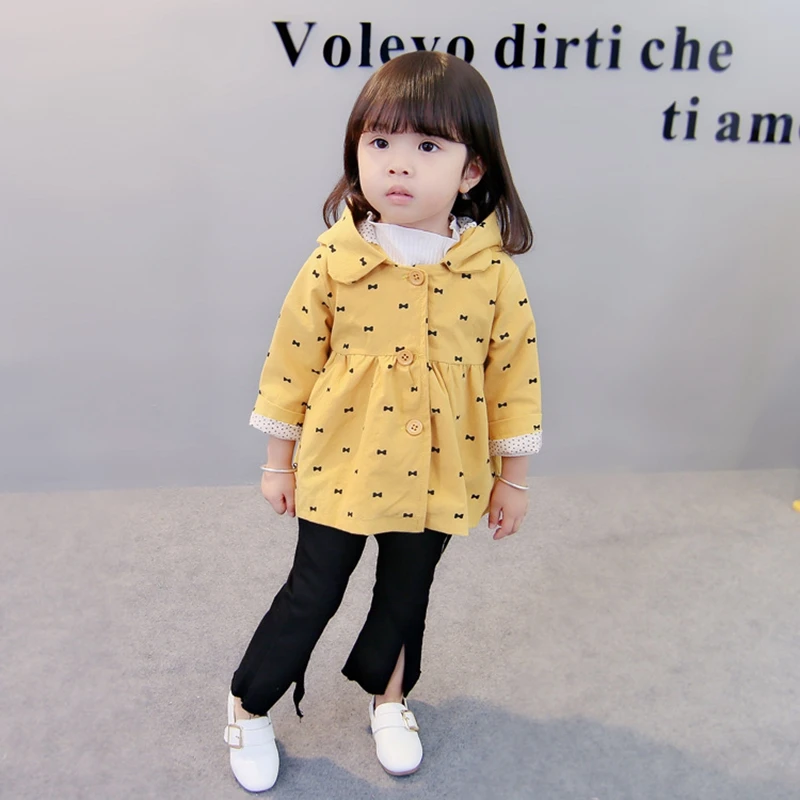 Baby girl Trench Coat In spring and autumn Small bowknot Pure color Outerwear for most fashionable Kids Children (10)