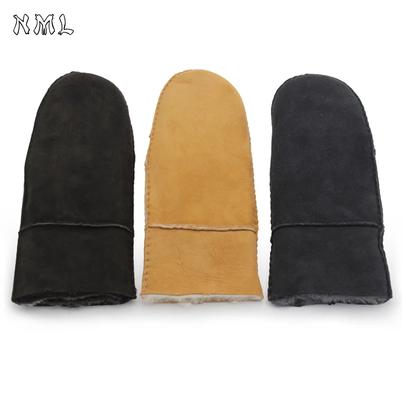  One Finger Gloves Women Real Sheepskin gloves Genuine Leather Gloves For Lady's Winter Outdoor Warm Fur Thickening Gloves