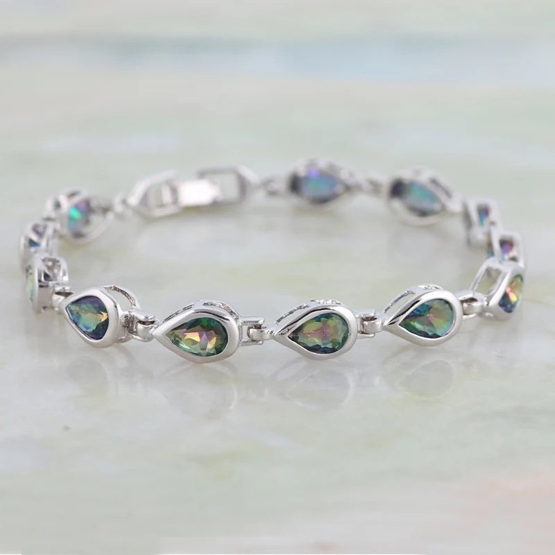 Hot Sell Water Drop Bracelets for women Rainbow Mystic Cubic Zirconia