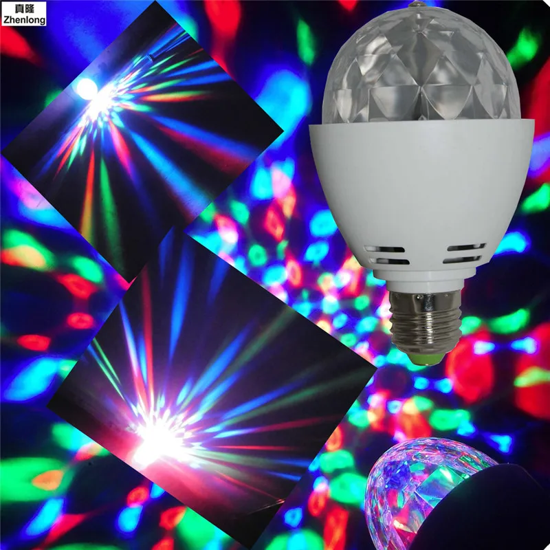 E27 B22 3W AC90 260V цветной Авто вращающийся RGB светодиодный сценический светильник