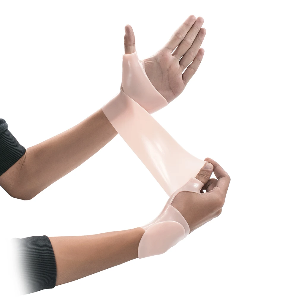 Цельнокроеное платье Силиконовые ручной палец, запястье гель Поддержка перчатки тендинит спазмы артрит боль в мышцах сброса эластичный рукав Обёрточная бумага