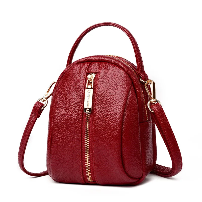 Женская Многофункциональная Кожаная сумка на одно плечо, Маленькая женская школьная сумка на молнии, маленькая дорожная сумка для девушек - Цвет: red