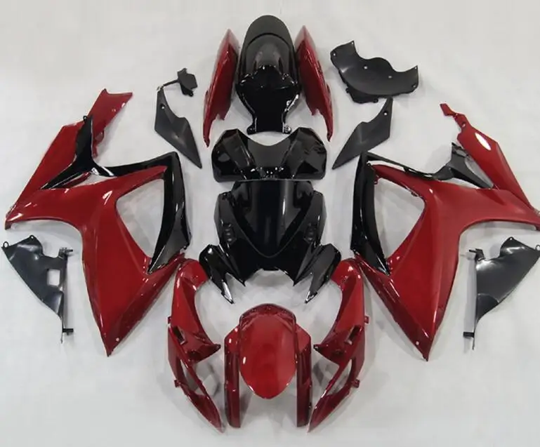 

3Gifts New ABS bodywork Fairings Kit set Fit For SUZUKI GSXR600 GSXR750 06 07 R600 R750 K6 GSXR 600 750 2006 2007 Dark red black