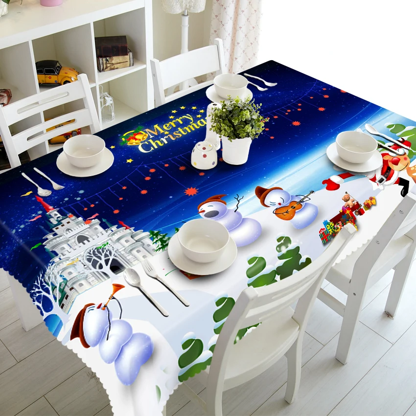 New Year Christmas Tablecloth Kitchen Dining Table Decorations Home Rectangular Party Table Covers Christmas Ornaments Home - Цвет: O