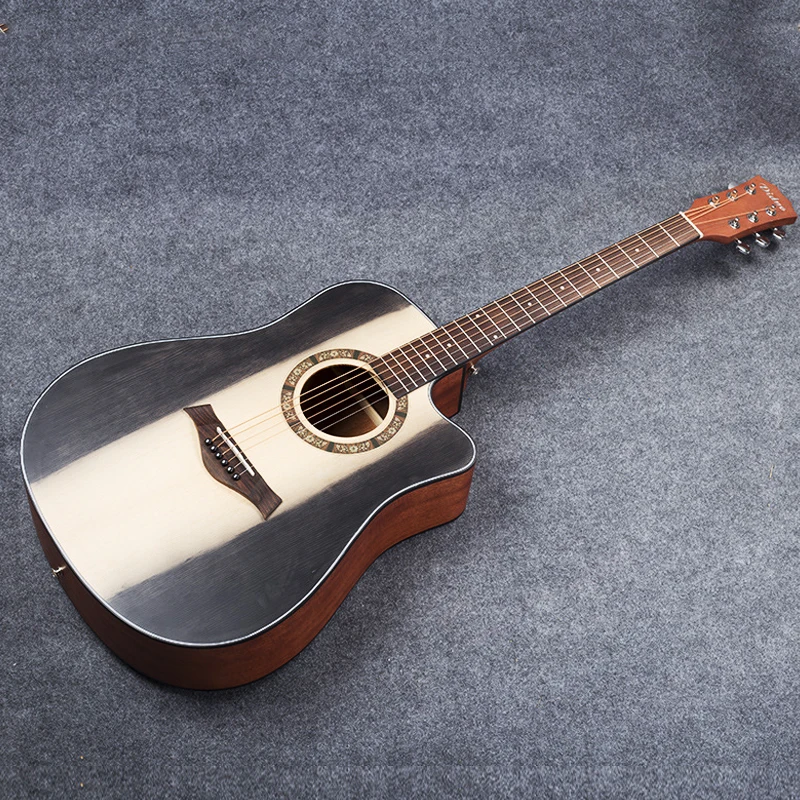 41 дюймов Акустическая гитара с вкраплениями цвета студенческая практика гитара для начинающих ель гитара отличный музыкальный инструмент AGT61