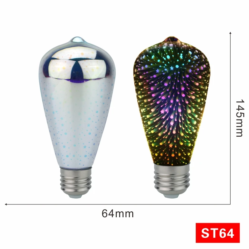 Светодиодные лампочки 3D лампы светодиодные украшения 220V ST64 G95 G80 G125 A60 E27 Праздничные огни Новинка рождественские лампы Lamparas - Испускаемый цвет: ST64