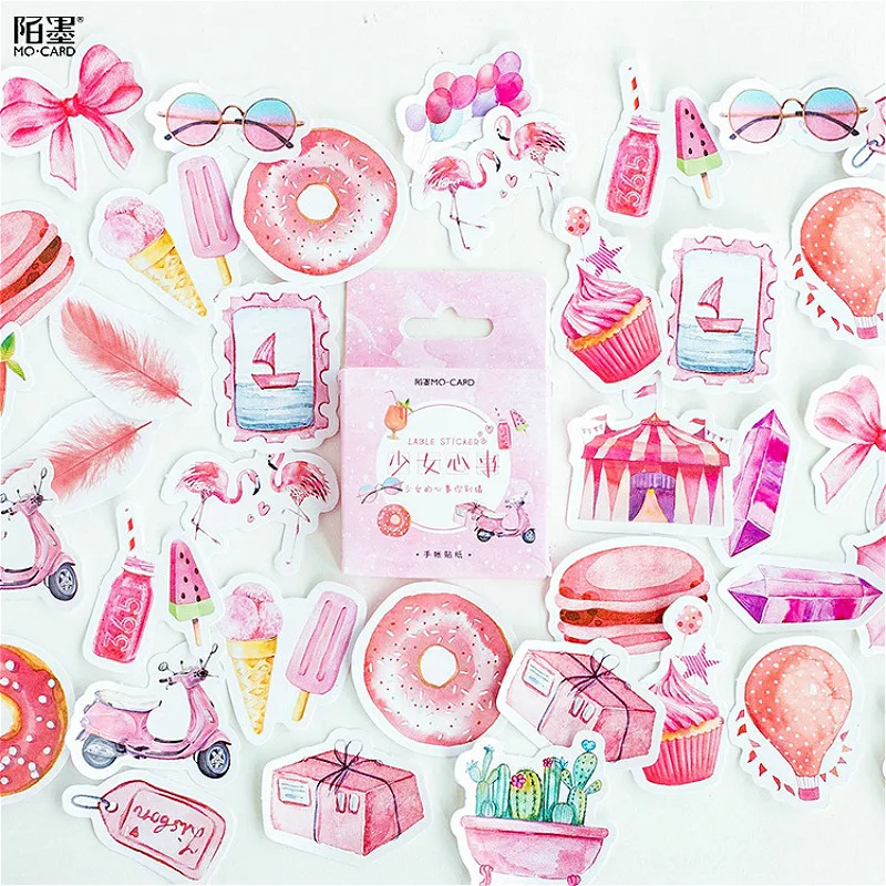 

45Pcs/set kawaii Memo pad cute Pink girl heart pattern planner Decoration Diary school supplies stationery posted it sticky