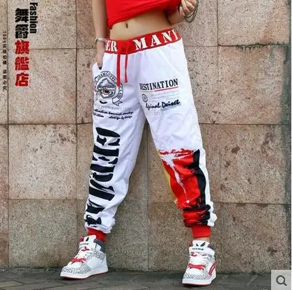 New fashion Brand Sweatpants Costumes stage performance wear Red White graffiti jazz trousers Striped Harem Hip Hop Dance Pants New fashion Brand Sweatpants Costumes stage performance wear Red White graffiti jazz trousers Striped Harem Hip Hop Dance Pants