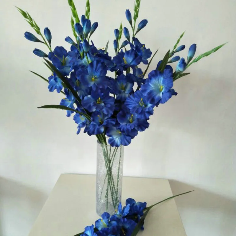 HMEOT 70 см имитация гладиолуса Орхидея искусственный цветок растение свадебный фестиваль Празднование дома Горшечное украшение искусственные цветы - Цвет: Синий