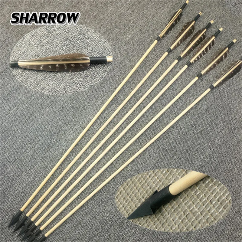 Buy 10pcs 33 inch Wooden Arrows Traditional Broadheads