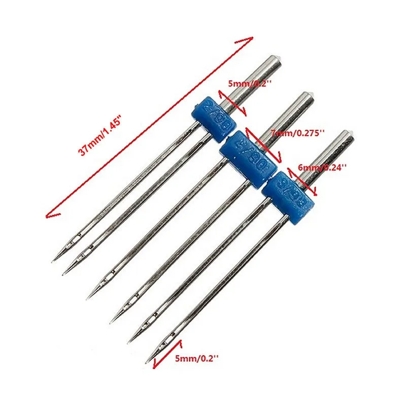 3 шт./компл. Размеры 2,0/90-3,0/90-4,0/90 Сталь Twin Двойная игла швейной машины иглы штыри ткани декор рукоделие Вязание иглы