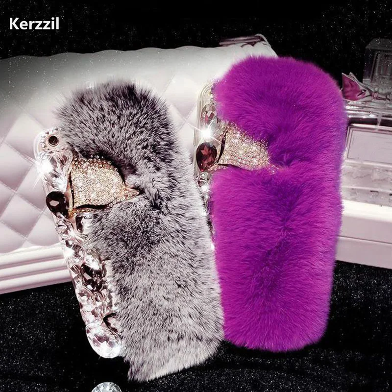 

Luxury Creative fox head Diamond hard Plush Case For iPhone 7 6 6S Plus Phone Cover For iPhone 6 7 6S Back qian