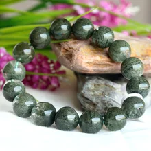 Натуральный высококачественный прозрачный подлинный зеленый фантомный кварц для мужчин стрейч браслет круглые бусины 13 мм