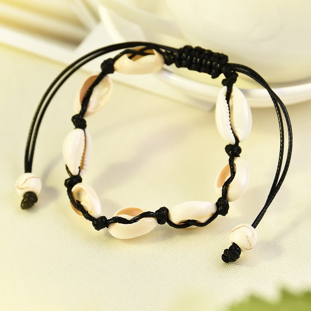 

New Hot Sale Handmade Natural Seashell Hand Knit Bracelet Shells Bracelets Women Accessories Beaded Strand Bracelet