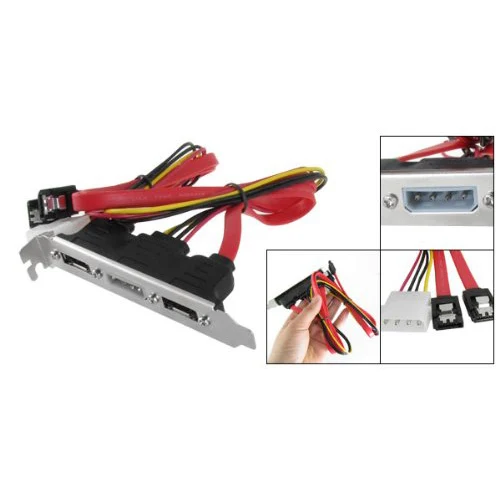 

HFES New Hot Selling 2-eSATA + 4 Pin Power Bracket Port to Female SATA Cable