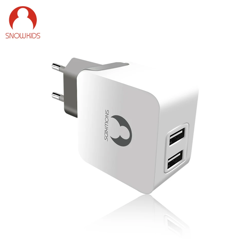 Портативное зарядное устройство Snowkids сетевое с двойным USB портом для быстрой