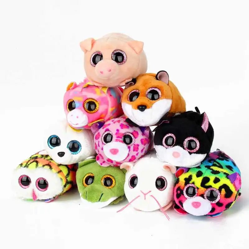 10CM Mini Original Ty Plush Toys Beanie Boos Big Eyes fox unicorn Pocket TSUM Candy pig Stuffed Doll Pink Owl TY Baby Kids Gift