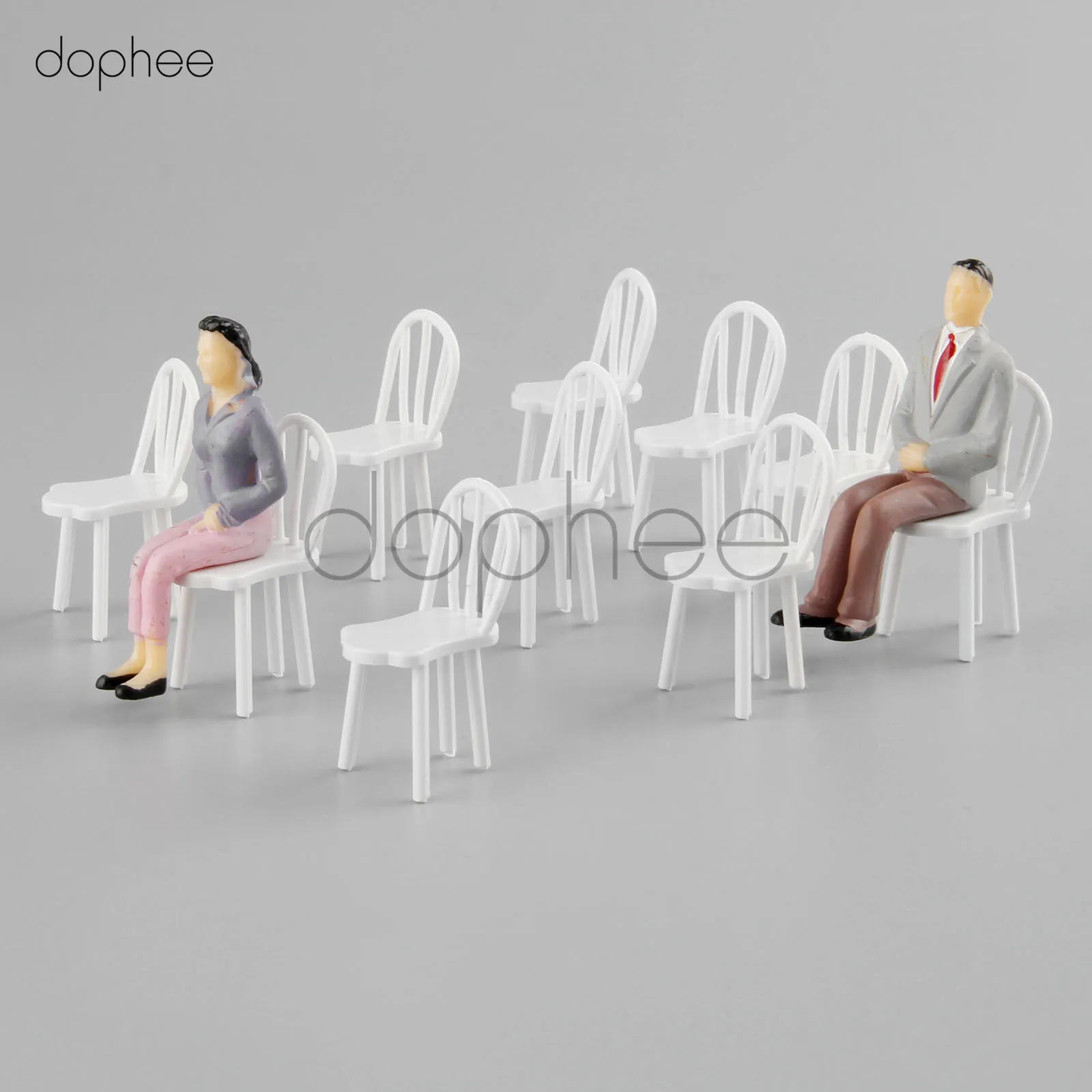 

dophee 10Pcs 1:25 Dollhouse Miniature Wooden Chair Model White